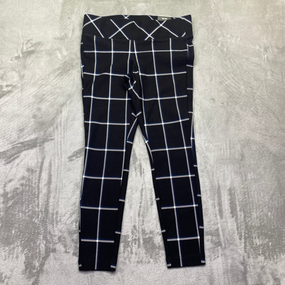 Torrid Pixie Pant Womens 00‎ M/L Black Plaid High Rise Pull On Slim Fix NWT